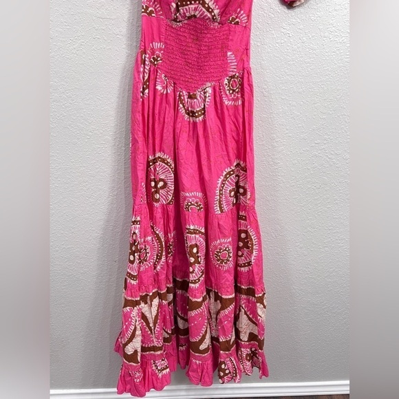 Anthropologie Love The Label Paisley Off the Shoulder Maxi Dress Pink size XS - Picture 9 of 13